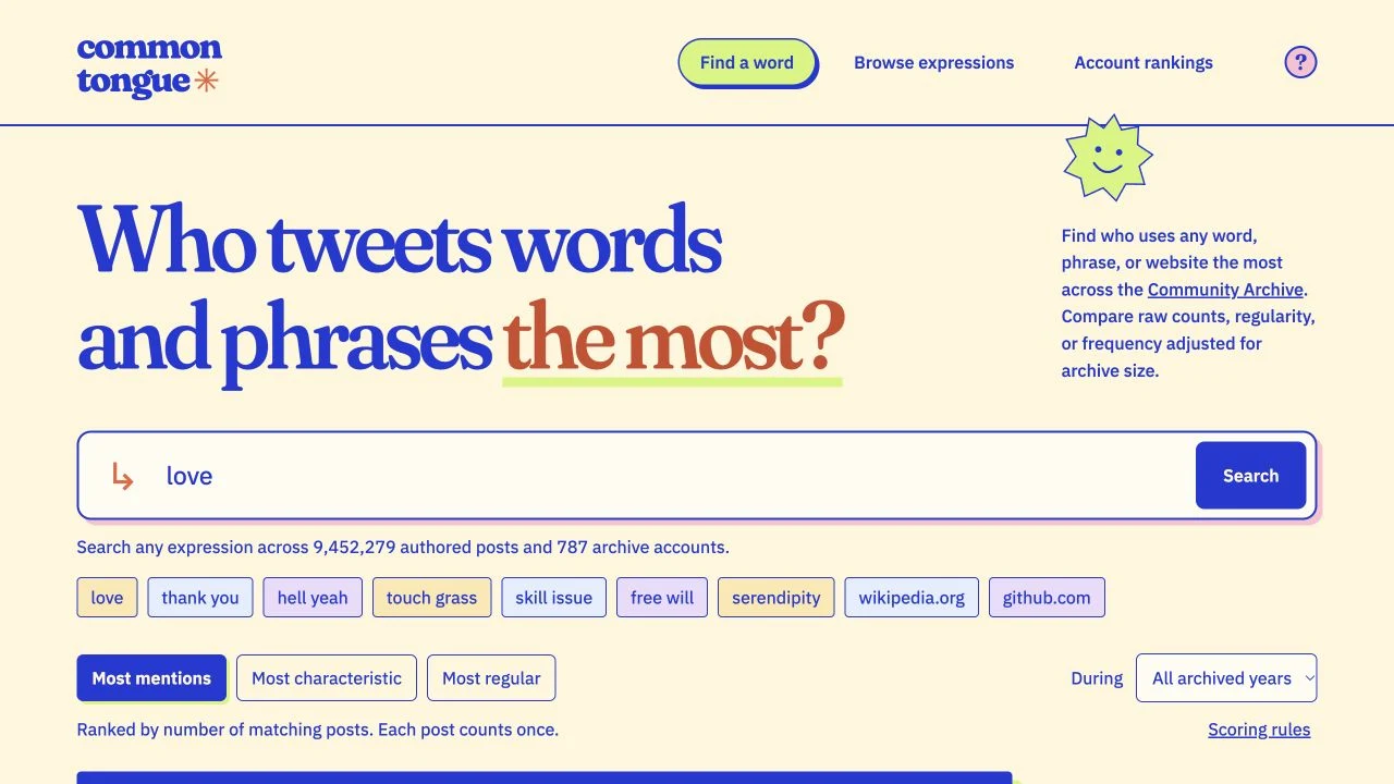 Common Tongue word and phrase search
